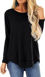 Hiyiyezi Women's Short Sleeve Side Split Casual Tunic Top Size (L) Large Black - Picture 1 of 6