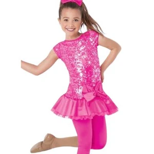 Weissman Tutu Sequin Dance Costume Ribbon Pink Girls Large - Picture 1 of 8