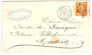 Funda Francia - 1875 - París a Madrid (SP) - Conde de Guaqui - Cubierta 641 - Imagen 1 de 4