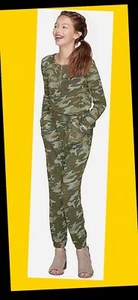 NWT Girls 8 JUSTICE Olive Camouflage ONE-PIECE Belted LOUNGEWEAR Jumpsuit ROMPER - Picture 1 of 4