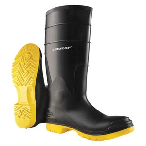 DUNLOP 868021233 Rubber Boot,Men's,12,Knee,Black,PR 8AAN4 - Picture 1 of 2
