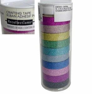 NUOVO Rainbow Recollections Washi Nastro Artigianale 10 Rotoli Foil Glitter Washi Pastello - Foto 1 di 13