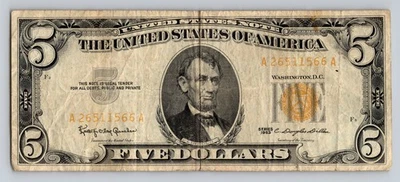 1963 5 Dollar Red Seal $5 Bill Series US Five Note Paper Money Currency - Image 1 of 2