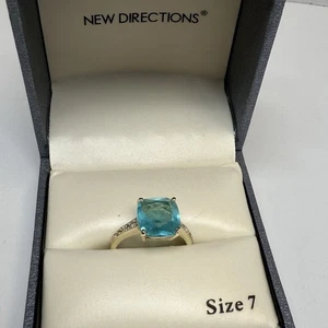 New Directions Ring silberfarben hellozeanblauer Stein Größe 7 neu - Bild 1 von 7