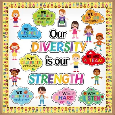 Diversity Bulletin Board Decoration Set Diverse Students Borders Cutouts for ... - Image 1 of 4