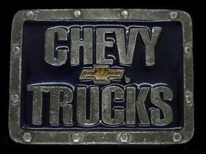 UA13164 VINTAGE AÑOS 70 **CAMIONES CHEVY** PUBLICIDAD HEBILLA DE CINTURÓN - Imagen 1 de 2
