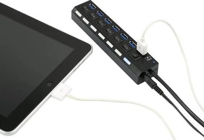 Renkforce 7 Port USB 3.0-Hub einzeln schaltbar Status-LEDs iPad-Ladeport Schw527 - Bild 1 von 2