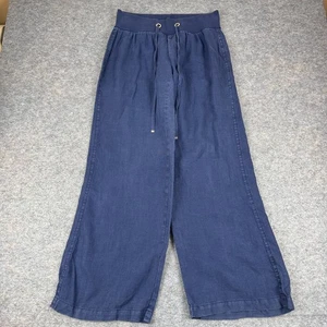 Pantalone Lilly Pulitzer The Beach 33" gamba larga lino blu donna medio M - Foto 1 di 13