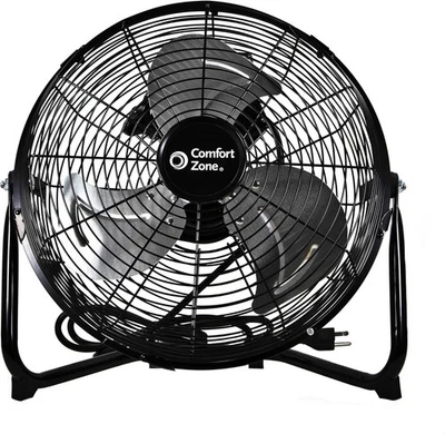 Comfort Zone Cradle Floor Fan, 12 inches, 3 Speeds, All Metal, 180 Degree Tilt - Image 1 of 4