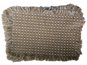 Tischsets 5er Set Gewebt Gewebt Fransen Boho Retro Mod Ton Braun Weiß 10x14" - Bild 1 von 6