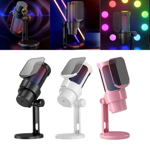 USB-Mikrofon, RGB-Computermikrofon für Podcasting, Gesangsaufnahme, - Afbeelding 1 van 19