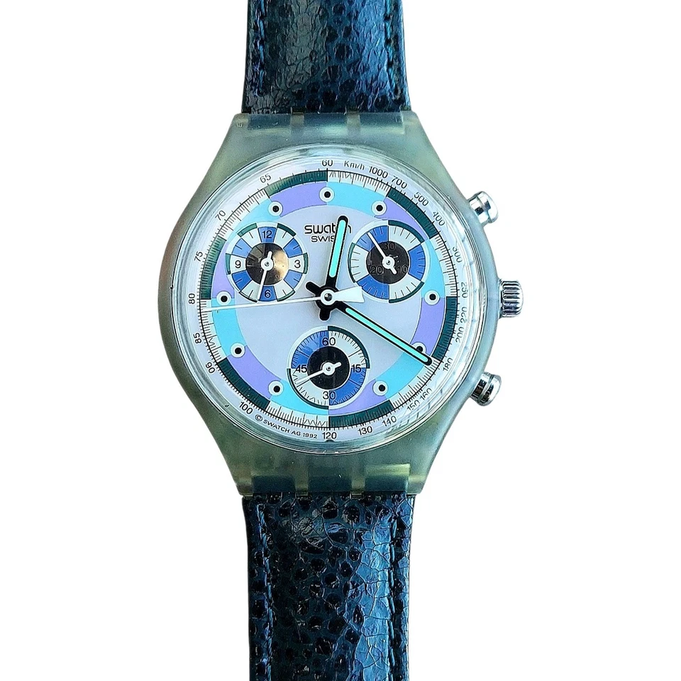 Swatch Watch GREENTIC SCV100 1992 Chrono Rare Swiss Made New Old Stock - Image 1 of 4