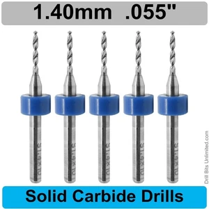 1.4mm .055 #54 Carbide Drill Bit 1/8 Shank Five Pieces - Premium Carbide Drills - Picture 1 of 5