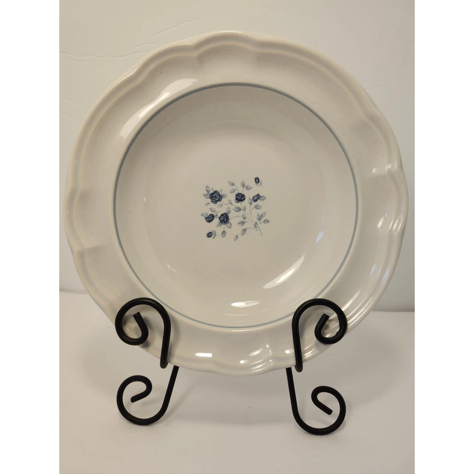 Pfaltzgraff Poetry Blue Rose Vintage 9" Rimmed Soup Pasta Veggie Bowl Glossy USA - Image 1 of 4