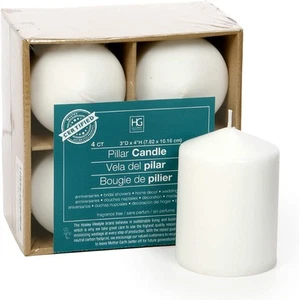 4" High White Unscented Pillar Candles Set of 4. Ideal for Wedding, Emergency... - Picture 1 of 8