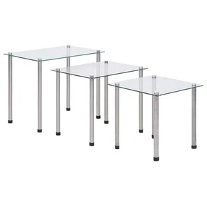 Nesting Tables 3 pcs Transparent Tempered Glass vidaXL - Picture 1 of 10