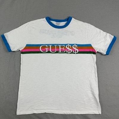 ASAP Rocky x GUESS Shirt Mens L White Ringer Green Gue$$ Originals Stripes - Image 1 of 4