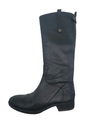 Sam Edelman Wo's 7.5M Penny Tall Cognac Leather Boho Chic Black Riding Boots - Image 1 of 4