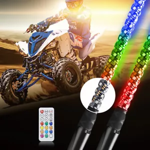 Antena espiral iluminada por látigo LED de 2 piezas + ajuste remoto ATV Polaris RZR UTV - Imagen 1 de 10