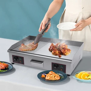 29" Adjustable Electric Countertop Griddle Flat Top Grill Hot Plate Bbq 3000w - Picture 1 of 15