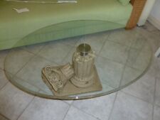 Glastisch Couchtisch oval drehbar mit antikem Fuß