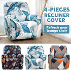Set Of 4 High Stretch Recliner Cover 1seat Soft Sofa Slipcover Printed Caheh