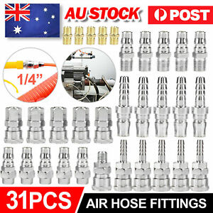 31x Air Hose Fittings Nitto Type Male Female Barb Coupler Compressor Kit Tools