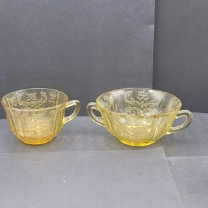 Vintage Federal Yellow Depression Glass Sugar Bowl and Mug - Picture 1 of 9