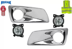 Chrome Plastic Fog Light/Lamp Bezels and Fog Lights Lamp Set For Kenworth T660 - Bild 1 von 8