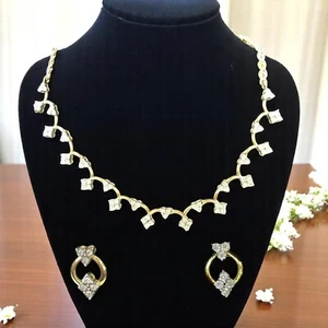 Exquisite 1.75 Cts F/VS1 Round Brilliant Diamonds Necklace Earrings Set 14K Gold - Picture 1 of 10