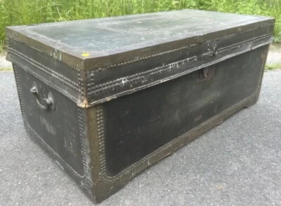 Malle Ancienne XIXeme Cuir Inde Madras Alexandrie Coffre Meuble Égypte - Photo 1/4