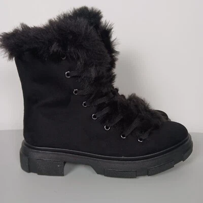 Botas de invierno de bambú para mujer talla 8,5 piel sintética con cordones talla cremallera nuevas Foto 1 de 4