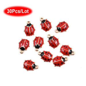 30x Cute Ladybird Ladybug Enamel Charm Pendant For DIY Earrings/Bracelet 11*9MM