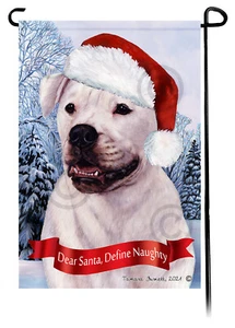Dear Santa, Define Naughty Garden Flagge - weiße amerikanische Bulldogge 003A - Bild 1 von 1