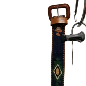 Cinturón De Colección Mujer Motivo Indio Talla 30" Cuero Algodón  - Imagen 1 de 8