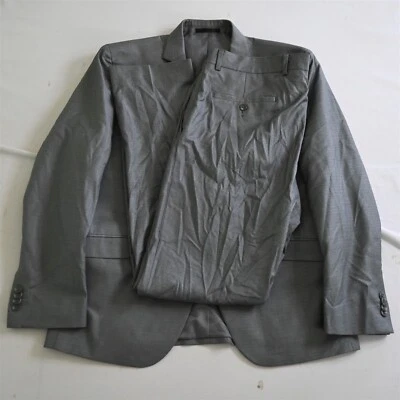 Kenneth Cole Reaction 42S 38x32 Gris Cuadros Techni-Cole Hombres Chaqueta Pantalones Traje Foto 1 de 4