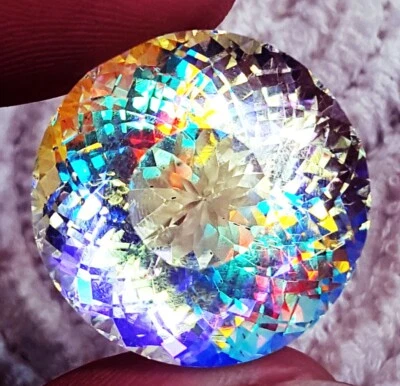 Mystic Quartz Rainbow Color 45.80 Ct Round Shape Loose Gemstone Certified - Image 1 of 4
