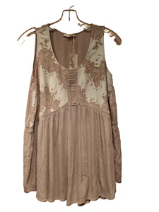 Neu Neu mit Etikett Mystree Small ärmelloses hellbraunes Tanktop Babydoll Spitze - Bild 1 von 5
