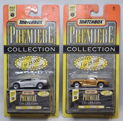 Matchbox 1995 Silver Lamborghini Diablo 1962 Corvette Premier Collection - New - Image 1 of 4