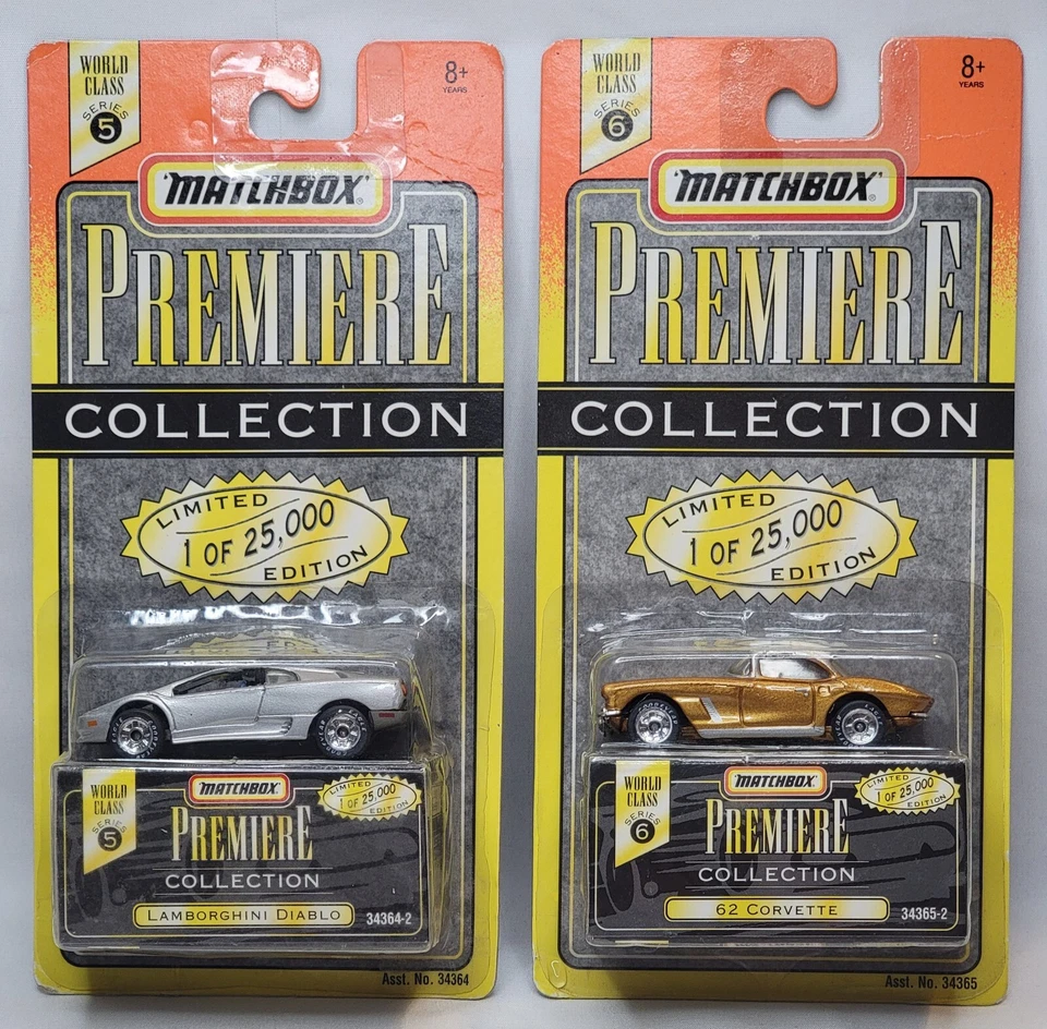 Matchbox 1995 Silver Lamborghini Diablo 1962 Corvette Premier Collection - New - Image 1 of 4