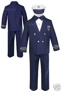 Infant Toddler Boy Formal Captain Nautica Sailor Suit Hat Navy Pants Navy S-12 - Picture 1 of 5