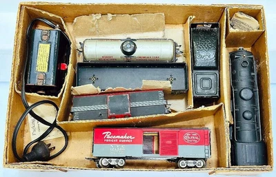 Juego de carga vintage Marx calibre O #25219 con 999 LOCO y 5 autos ~ EN ESTADO DE FUNCIONAMIENTO Foto 1 de 4