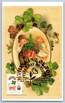 #5806 Thinking of You Four Leafed Clover FDC Maxi Card w/Pictorial Cancel - Image 1 of 2