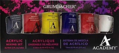6-Color 90ml Academy Acrylic Paint Mixing Set in Metal Tubes for Artists - Image 1 of 4