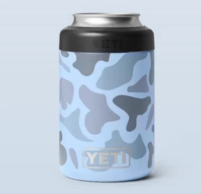 Yeti Blue Camo Colster 12 oz Can Koozie nuovo edizione limitata RARO  - Immagine 1 di 2
