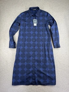 Marimekko Uniqlo Dress Women's Size S Blue All Over Dot Pattern Belted Pockets - Picture 1 of 14