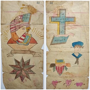 antiguo original años 1900 w.h. wilson? Eagle Sailor Star 2 Caras Tatuaje Flash 5x12 - Imagen 1 de 6