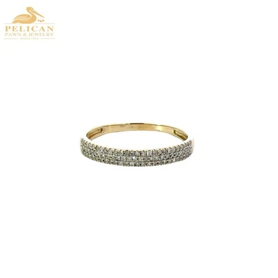 Alianza de diamantes en oro amarillo de 10 quilates 0,078 quilates (PBR113897) Foto 1 de 4