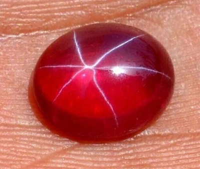 8.55 Cts. Natural Star Red Ruby 6 Rays Oval Cabochon Shape Certified Gemstone - Image 1 of 4