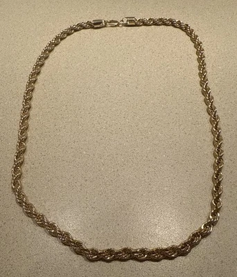 Collar de oro vintage de cadena de cuerda trenzada de acero inoxidable de 24" para hombre y mujer Foto 1 de 4